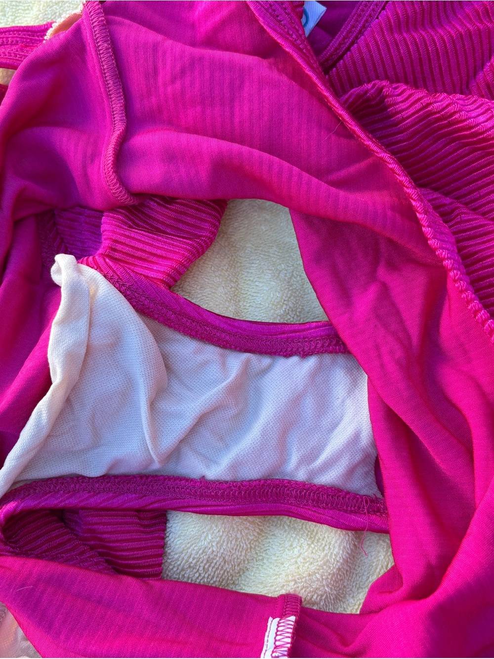 Catalina Ribbed One-Piece Swimsuit in Fuchsia with Skirt - Picture 3 of 4